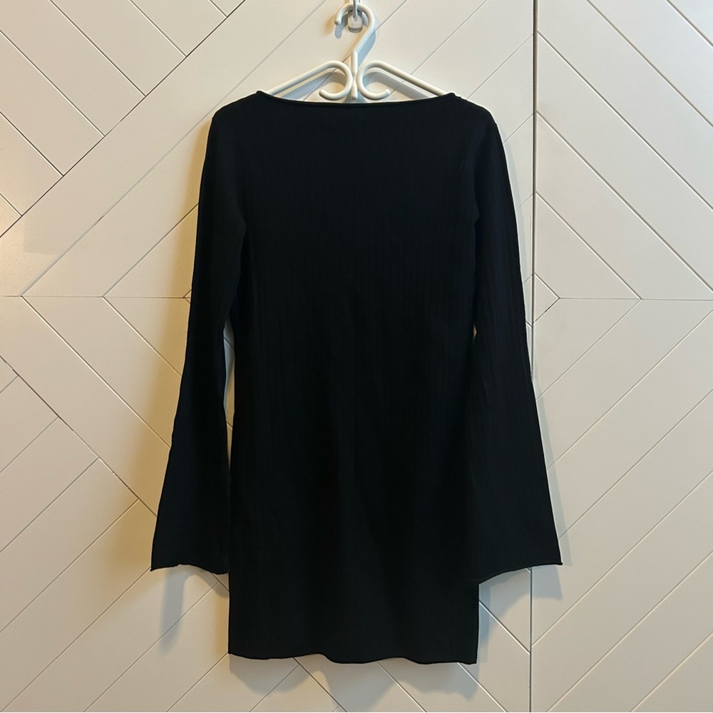 NEW Garage Black scoop neck ribbed mini Long Sleeve Dress size XL NWT - Picture 5 of 8